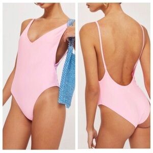 NWOT TOPSHOP Pamela One Piece Scoop Back Swimsuit Pink SZ 10